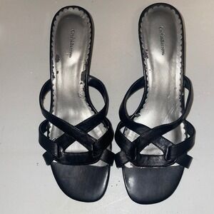 Women's Croft&Barrow small heel black open toed shoe 10W